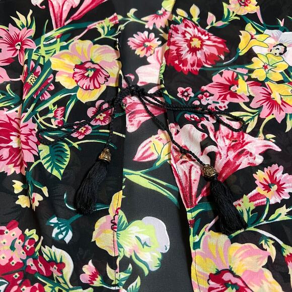 Romeo & Juliet Couture Floral Print Open Front Cocoon Kimono Size Small Colorful - Picture 5 of 8